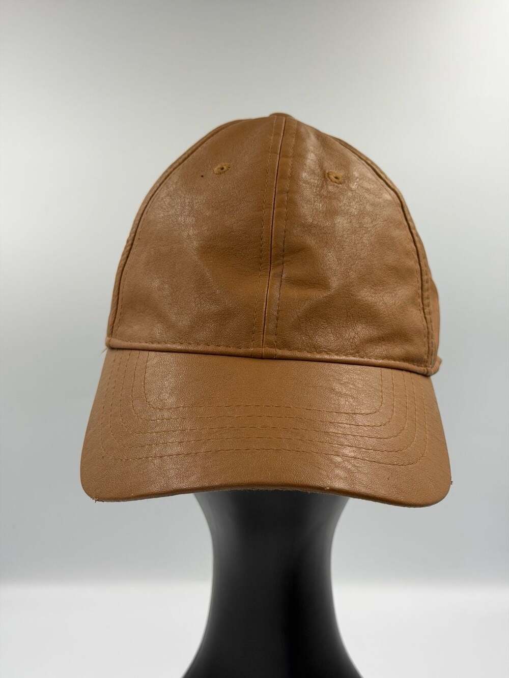 Unbranded Brown Faux Leather Adjustable Baseball Cap